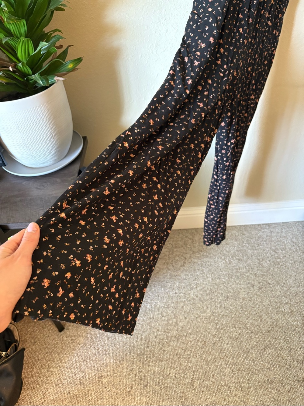 Madewell Smocked Square-Neck Wide-Leg Jumpsuit - Black Floral - Picture 5 of 8